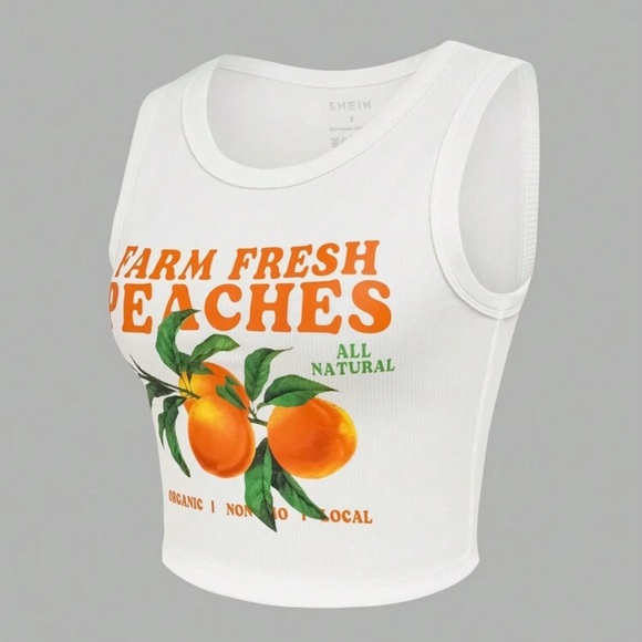White Peaches Crop Top - L - Picture 4 of 7